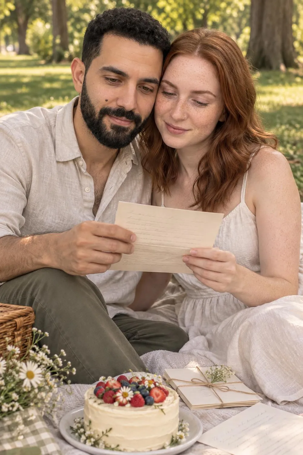 Anniversary photo idea: the paper anniversary picnic