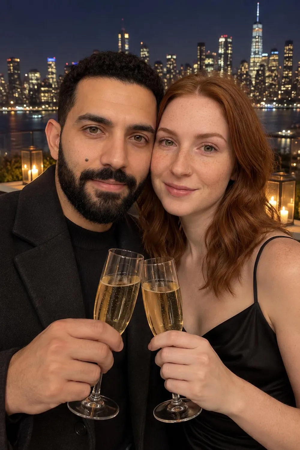 Valentine's photo idea: rooftop champagne