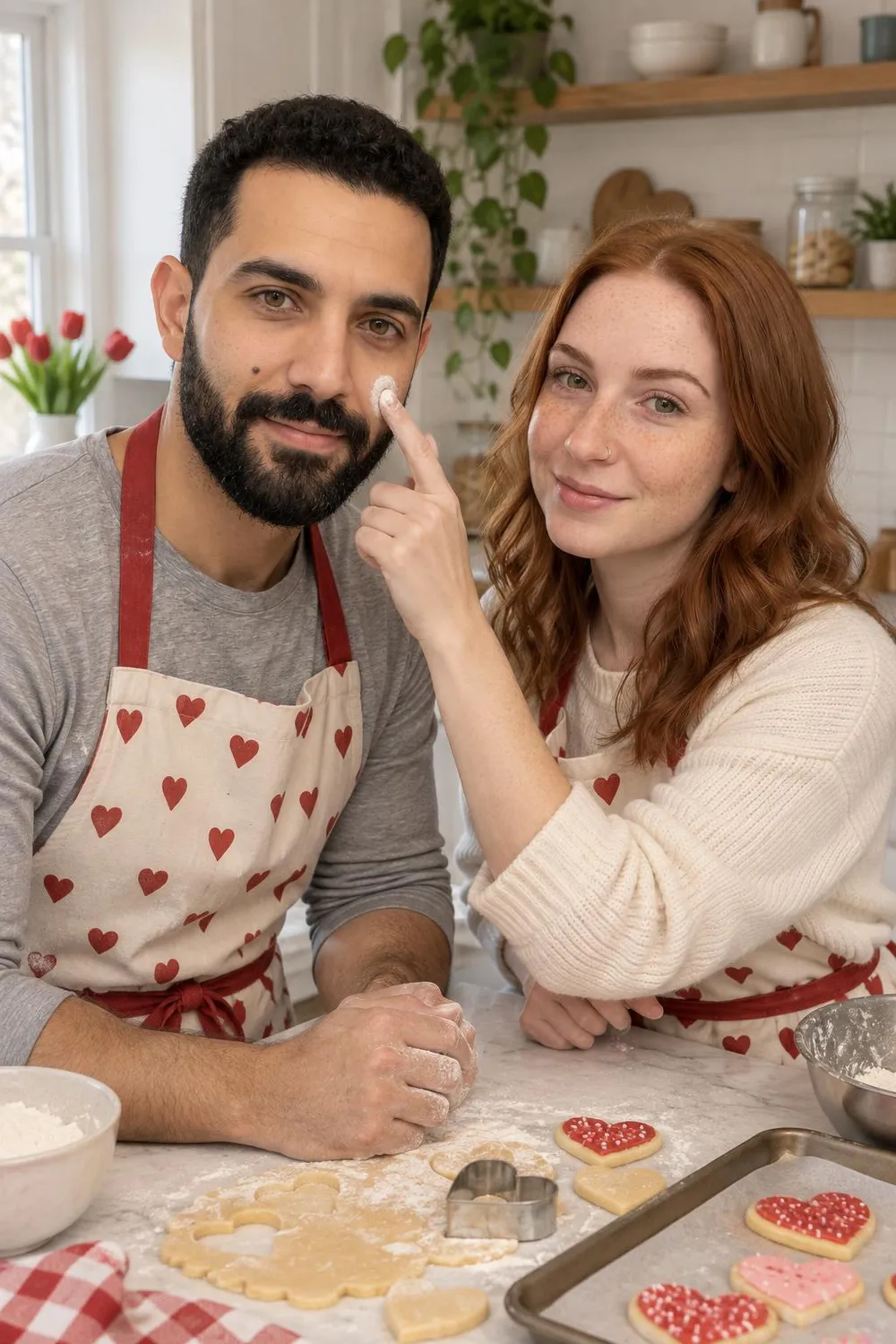 Valentine's photo idea: heart cookies in the kitchen